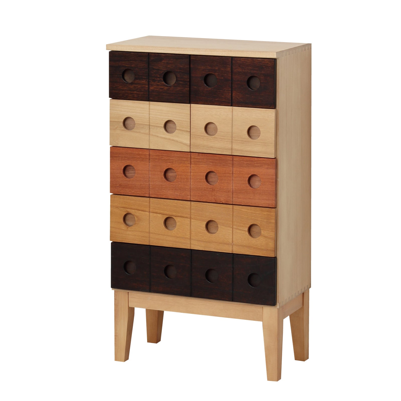 コンビネーションチェスト 5ｘ4 アースカラー チェスト 天然木 アリ組 引出 箱組仕上げ 丈夫 64831 【代引不可】