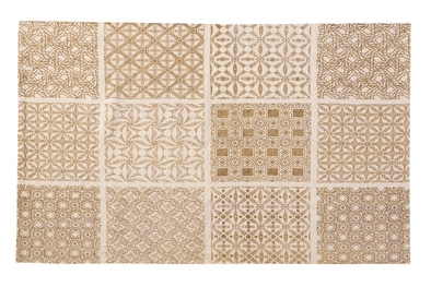 ラグ マット カーペット いくつもの幾何学模様を組み合わせたバンダナ風ラグ W90XD130 TTR-145BE 【LF】