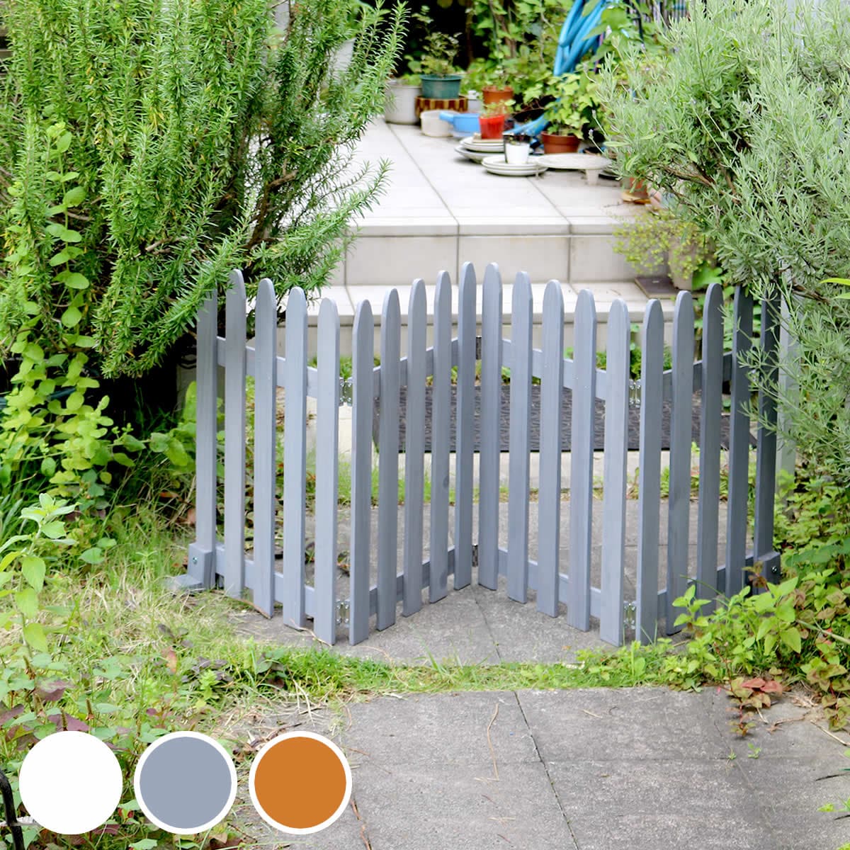 折り畳めるウッドフェンス160 グレー/ホワイト/ライトブラウン WF-160F 【代引不可】[ホワイト]