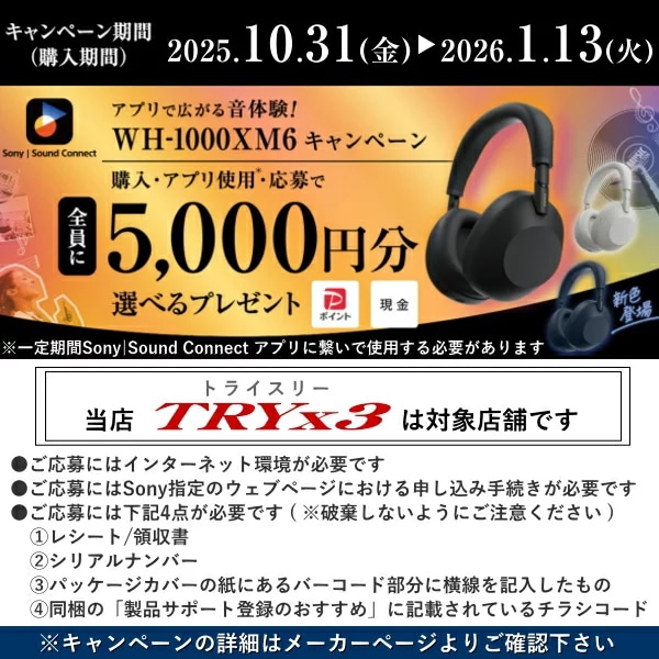 5000円分プレゼント対象店】SONY ワイヤレス ヘッドホン WH-1000XM6