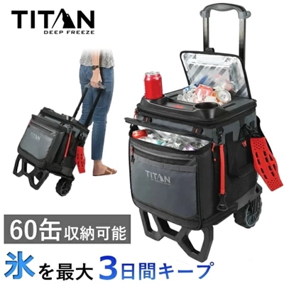 TITAN クーラーボックス 折りたたみ式 60缶 収納可能 カート クーラーバッグ ドリンクホルダー ショルダー タイタン 保冷バッグ 大容量 アウトドア 折り畳み BBQ キャンプ アークティックゾーン キャスター付き クーラーボックス DEEP FREEZE ROLLING COOLER クーラーBOX