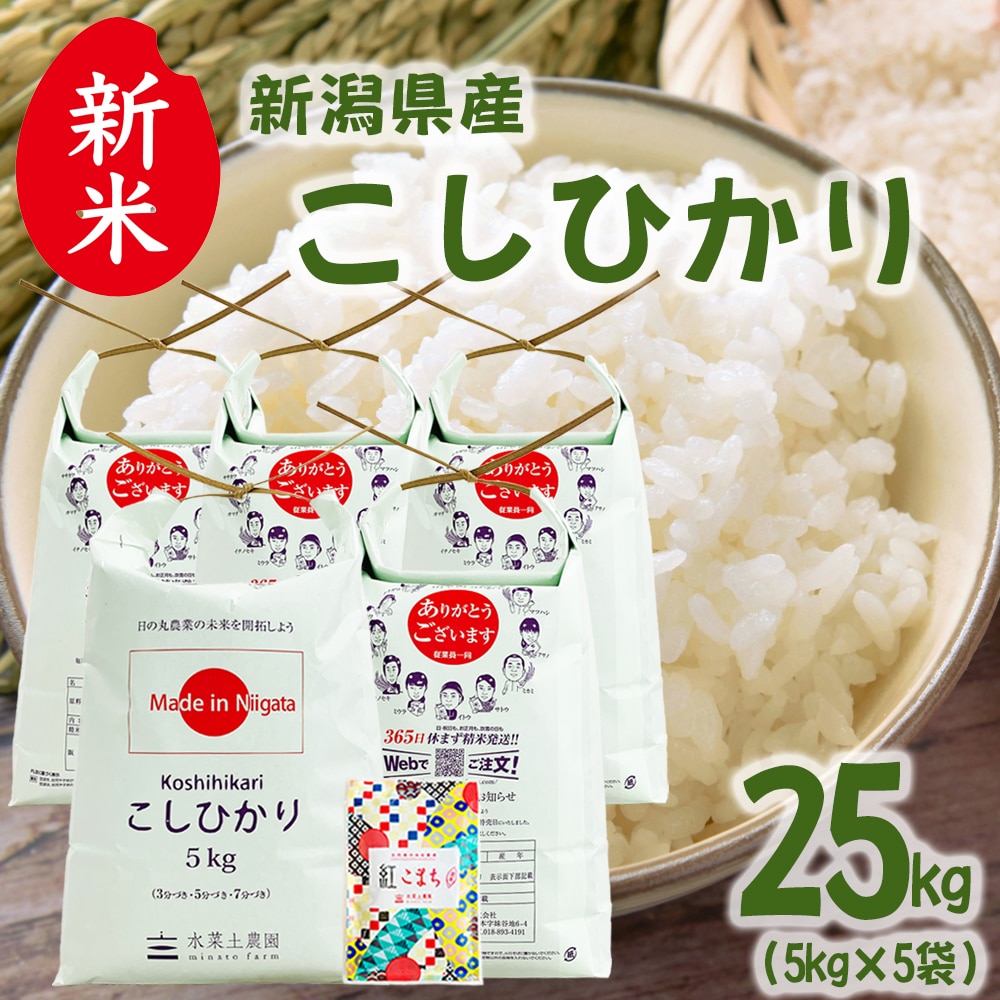新米 新潟県産 こしひかり 精米 25kg（5kg×5袋）令和7年産 古代米お試し袋付き