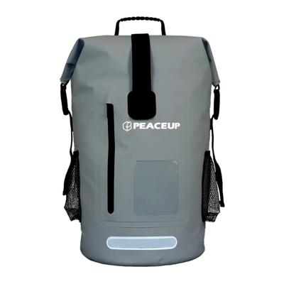 防水 リュック 大容量 35L グレー PEACEUP ドライバッグ 軽量 防水バッグ 防災リュックサック 単品 一人用 非常用持ち出し袋 メンズ レディース バックパック デイパック アウトドア 学生 大人 登山 キャンプ 旅行 レジャー