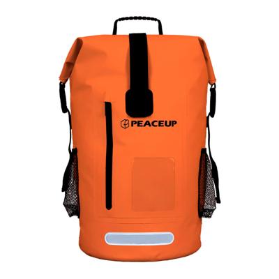 防水 リュック 大容量 35L オレンジ PEACEUP ドライバッグ 軽量 防水バッグ 防災リュックサック 単品 一人用 非常用持ち出し袋 メンズ レディース バックパック デイパック アウトドア 学生 大人 登山 キャンプ 旅行 レジャー
