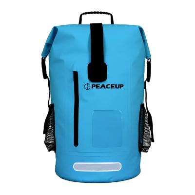 防水 リュック 大容量 35L スカイブルー PEACEUP ドライバッグ 軽量 防水バッグ 防災リュックサック 単品 一人用 非常用持ち出し袋 メンズ レディース バックパック デイパック アウトドア 学生 大人 登山 キャンプ 旅行 レジャー