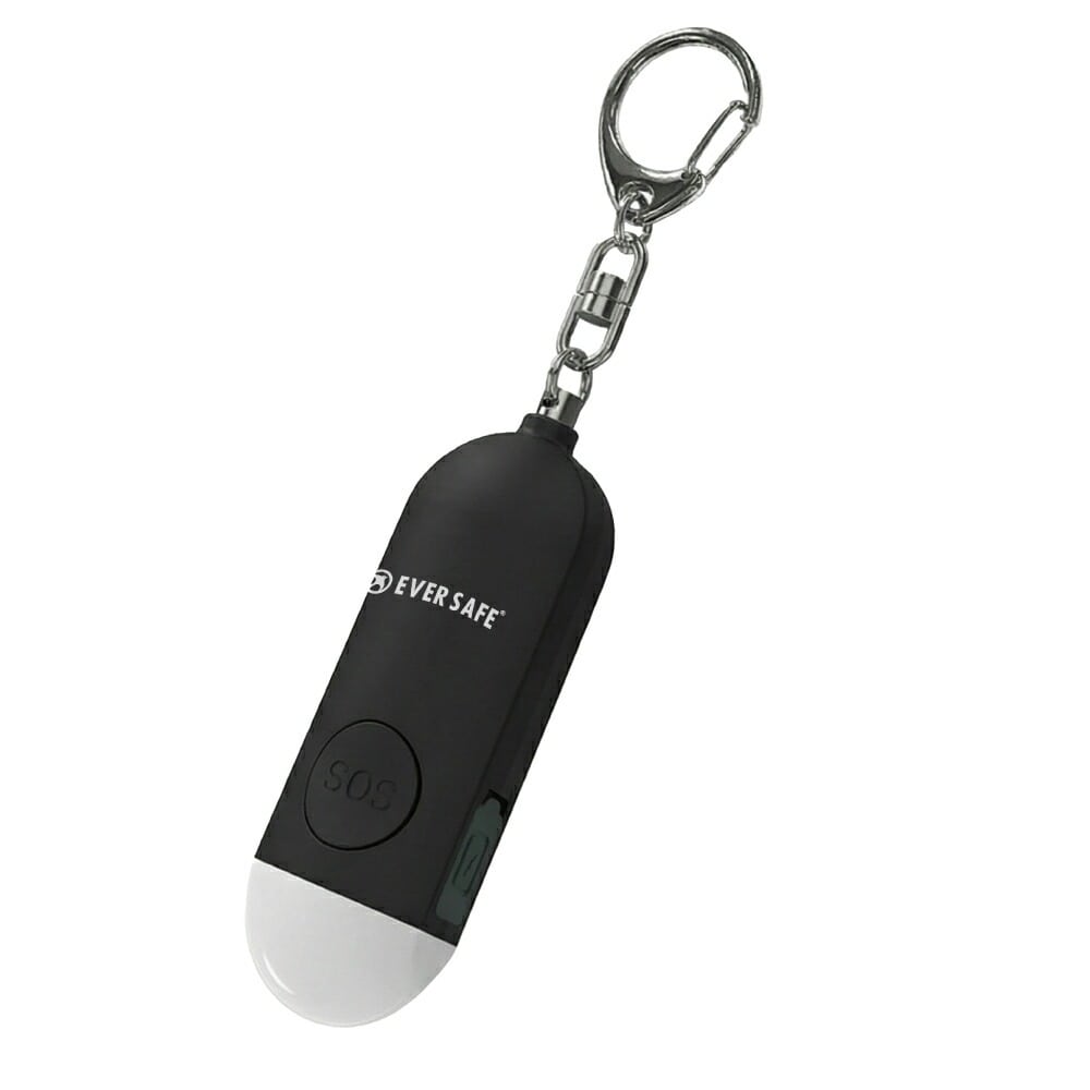 防犯ブザー 4色 ブラック 1個 防犯グッズ LEDライト 130dB 大音量 防犯対策 充電式 Type-C 登下校 見守り 小学生 護身用 女性 高齢者 夜道 まとめ買い SOS 子供 簡単操作 PB02 EVERSAFE (メール便12個まで)
