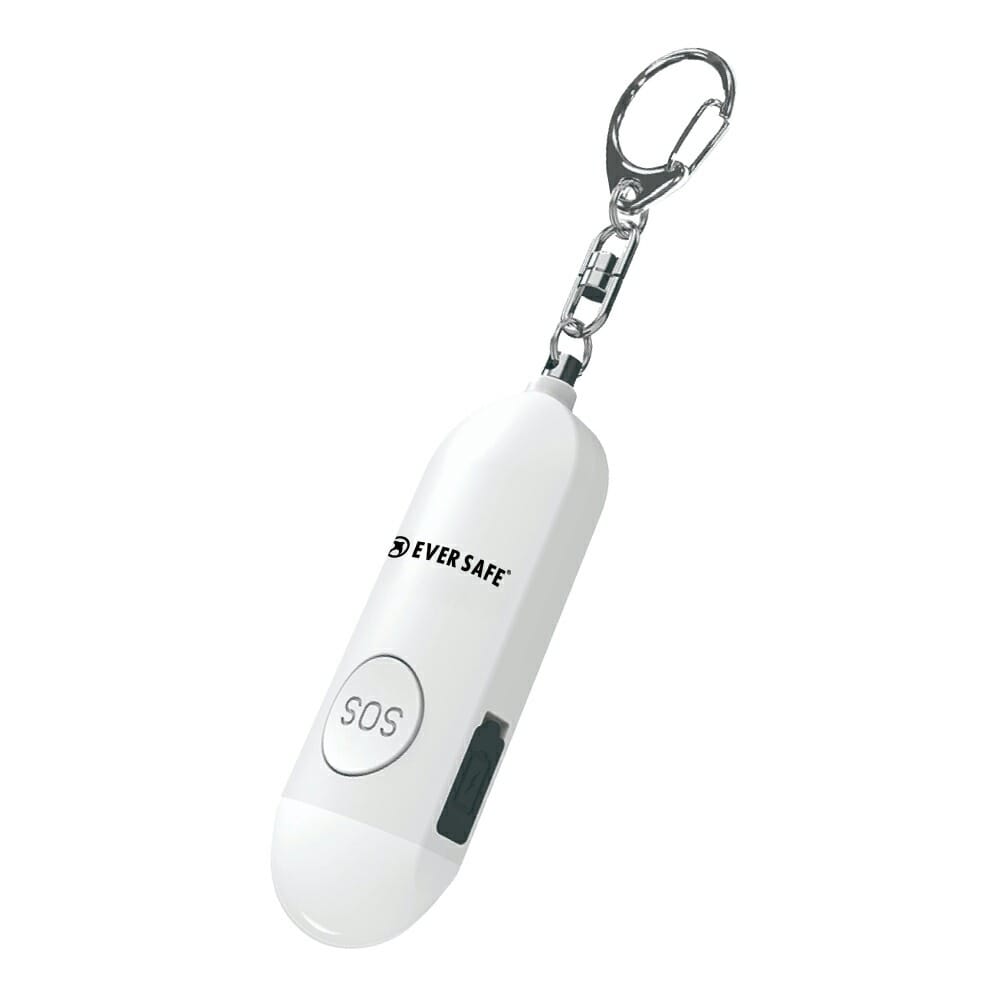 防犯ブザー 4色 ホワイト 1個 防犯グッズ LEDライト 130dB 大音量 防犯対策 充電式 Type-C 登下校 見守り 小学生 護身用 女性 高齢者 夜道 まとめ買い SOS 子供 簡単操作 PB02 EVERSAFE (メール便12個まで)