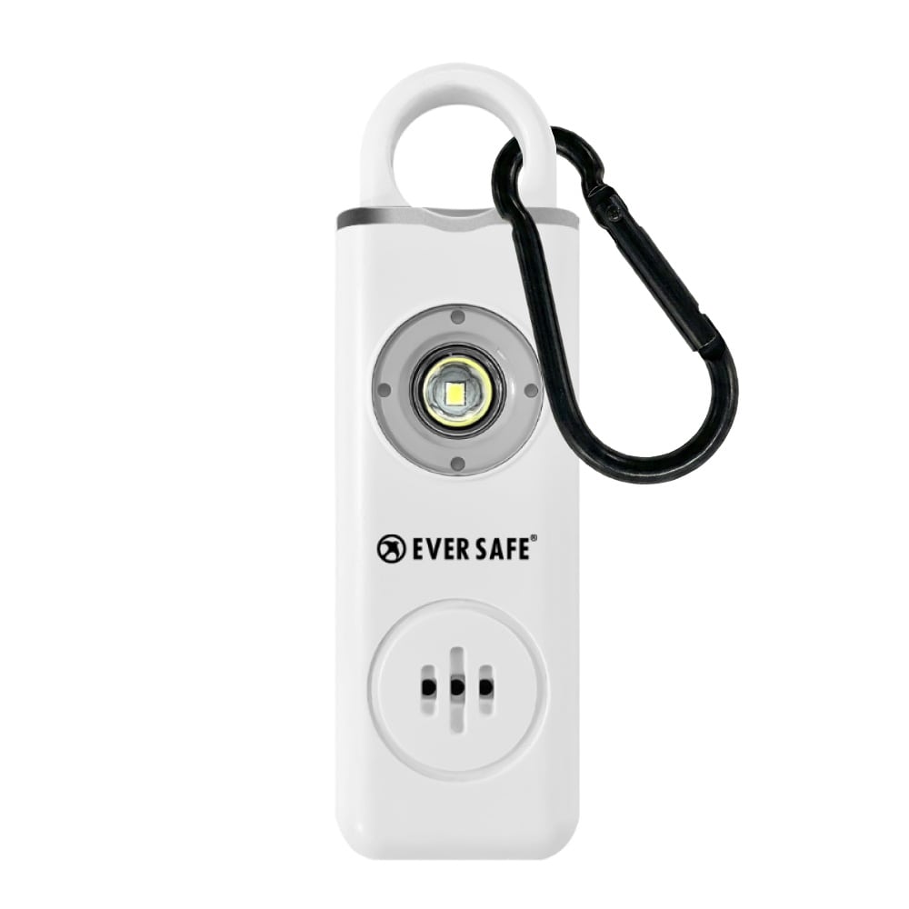 防犯ブザー スクエア ホワイト 1個 防犯グッズ LEDライト 130dB 大音量 防犯対策 充電式 Type-C カラビナ 見守り 小学生 護身用 女性 高齢者 夜道 まとめ買い SOS 子供 ARIZA PB04 EVERSAFE (メール便8個まで)