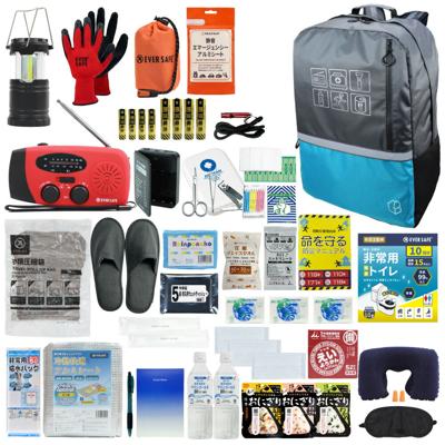 防災セット 1人用 40L ビッグリュック ブルー 防災士監修 非常用持ちだし袋 防災リュック 救急セット ラジオ 懐中電灯 非常食 保存水 携帯トイレ 警戒レベル4 大容量 非常時 避難 地震 L4BR01
