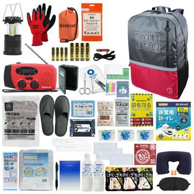 防災セット 1人用 40L ビッグリュック レッド 防災士監修 非常用持ちだし袋 防災リュック 救急セット ラジオ 懐中電灯 非常食 保存水 携帯トイレ 警戒レベル4 大容量 非常時 避難 地震 L4BR01