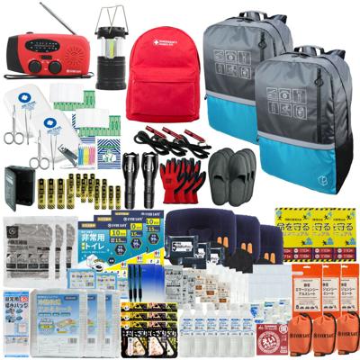 防災セット 3人用 40L ビッグリュック ブルー×ブルー エマージェンシーリュック 防災士監修 非常用持ちだし袋 防災リュック 救急セット ラジオ 懐中電灯 非常食 保存水 携帯トイレ 警戒レベル4 非常時 L4BR03