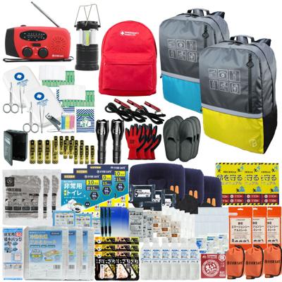 防災セット 3人用 40L ビッグリュック ブルー×イエロー エマージェンシーリュック 防災士監修 非常用持ちだし袋 防災リュック 救急セット ラジオ 懐中電灯 非常食 保存水 携帯トイレ 警戒レベル4 非常時 L4BR03