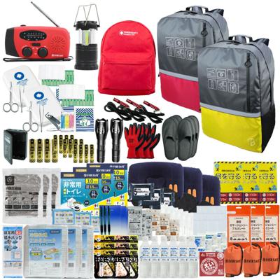 防災セット 3人用 40L ビッグリュック レッド×イエロー エマージェンシーリュック 防災士監修 非常用持ちだし袋 防災リュック 救急セット ラジオ 懐中電灯 非常食 保存水 携帯トイレ 警戒レベル4 非常時 L4BR03