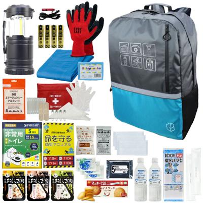 防災セット 1人用 40Lビッグリュック ブルー 防災士監修 防災グッズ 大容量 非常食 お菓子 保存水 ランタン 非常用トイレ 救急セット 懐中電灯 衛生用品 地震対策 警戒レベル3 PEACEUP L3BR01