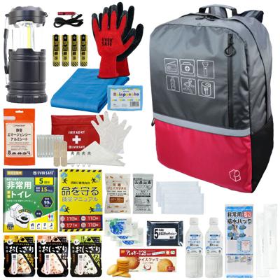 防災セット 1人用 40Lビッグリュック レッド 防災士監修 防災グッズ 大容量 非常食 お菓子 保存水 ランタン 非常用トイレ 救急セット 懐中電灯 衛生用品 地震対策 警戒レベル3 PEACEUP L3BR01