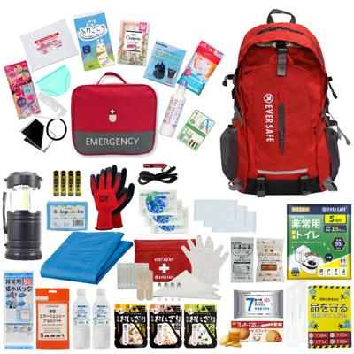 女性のための防災セット 1人用 EVERSAFEリュック レッド エマージェンシーポーチ 女性用 防災士監修 防災ラジオ 非常食 保存水 モバイルバッテリー 簡易トイレ 救急セット 衛生用品 おすすめ 警戒レベル3 EVERSAFE L3ESLA01