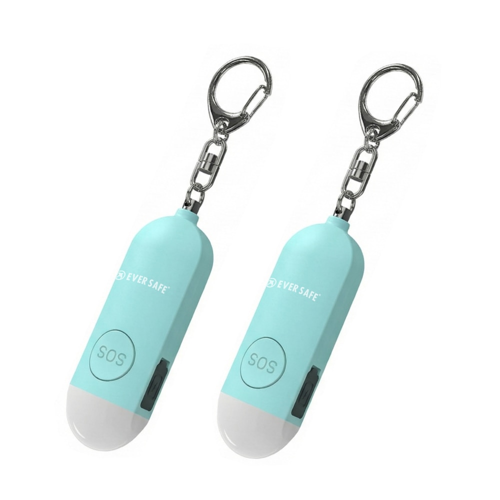 防犯ブザー 4色 ブルー 2個セット 防犯グッズ LEDライト 130dB 大音量 防犯対策 充電式 Type-C 登下校 見守り 小学生 護身用 女性 高齢者 夜道 まとめ買い SOS 子供 簡単操作 PB02 EVERSAFE (メール便6セットまで)