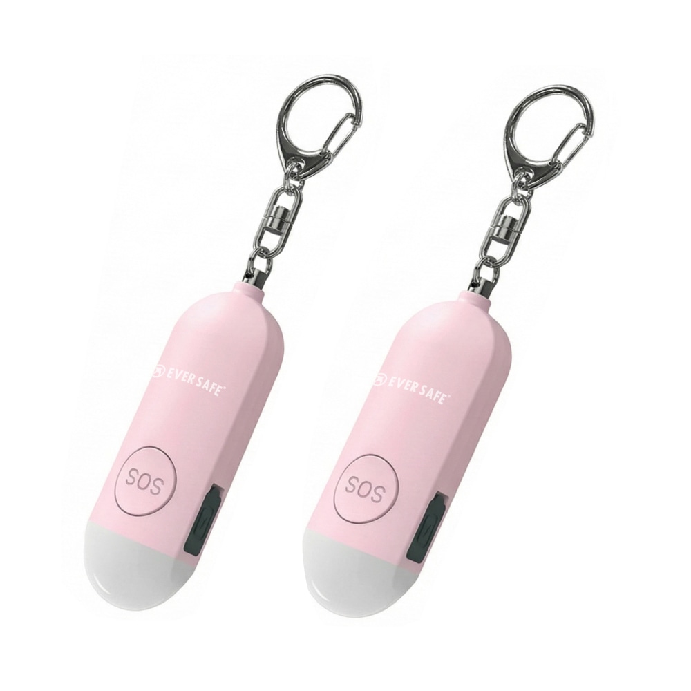 防犯ブザー 4色 ピンク 2個セット 防犯グッズ LEDライト 130dB 大音量 防犯対策 充電式 Type-C 登下校 見守り 小学生 護身用 女性 高齢者 夜道 まとめ買い SOS 子供 簡単操作 PB02 EVERSAFE (メール便6セットまで)