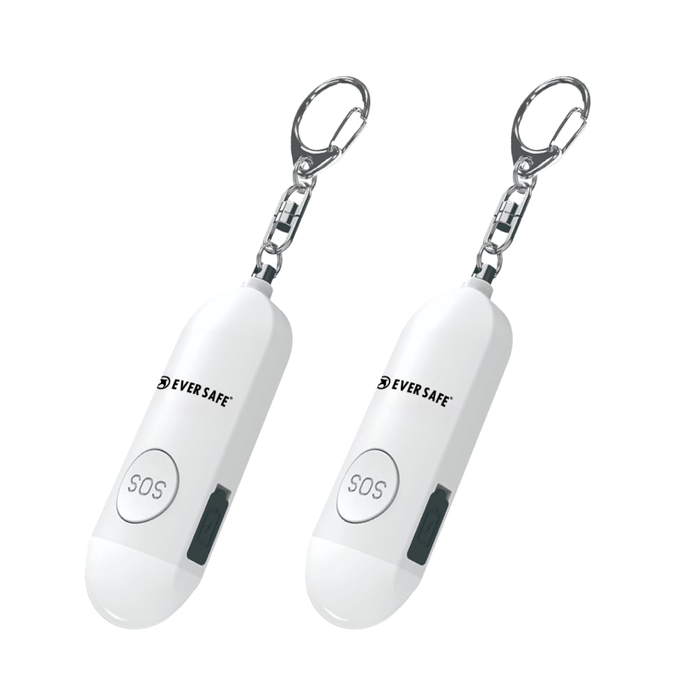 防犯ブザー 4色 ホワイト 2個セット 防犯グッズ LEDライト 130dB 大音量 防犯対策 充電式 Type-C 登下校 見守り 小学生 護身用 女性 高齢者 夜道 まとめ買い SOS 子供 簡単操作 PB02 EVERSAFE (メール便6セットまで)