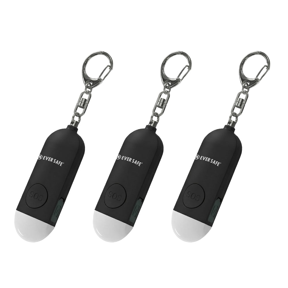 防犯ブザー 4色 ブラック 3個セット 防犯グッズ LEDライト 130dB 大音量 防犯対策 充電式 Type-C 登下校 見守り 小学生 護身用 女性 高齢者 夜道 まとめ買い SOS 子供 簡単操作 PB02 EVERSAFE (メール便4セットまで)