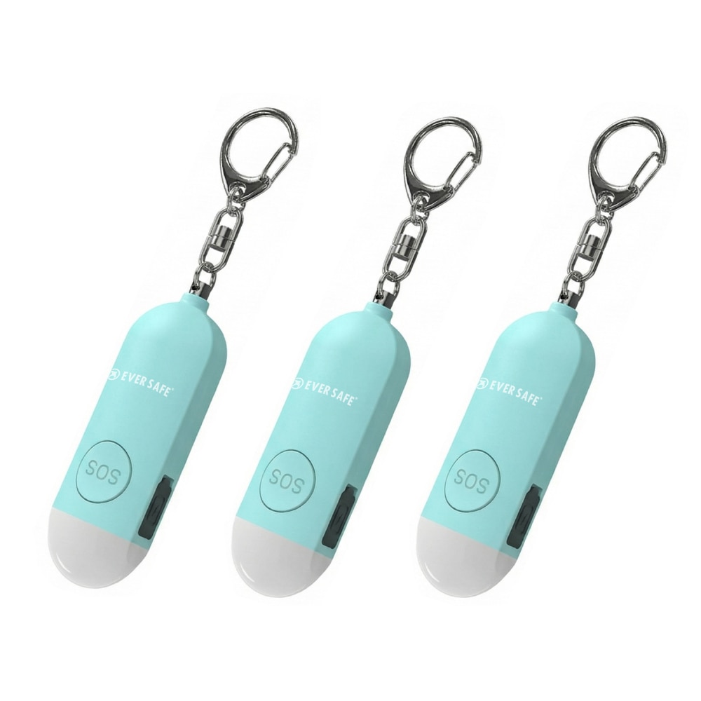 防犯ブザー 4色 ブルー 3個セット 防犯グッズ LEDライト 130dB 大音量 防犯対策 充電式 Type-C 登下校 見守り 小学生 護身用 女性 高齢者 夜道 まとめ買い SOS 子供 簡単操作 PB02 EVERSAFE (メール便4セットまで)