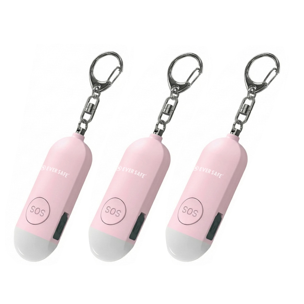 防犯ブザー 4色 ピンク 3個セット 防犯グッズ LEDライト 130dB 大音量 防犯対策 充電式 Type-C 登下校 見守り 小学生 護身用 女性 高齢者 夜道 まとめ買い SOS 子供 簡単操作 PB02 EVERSAFE (メール便4セットまで)
