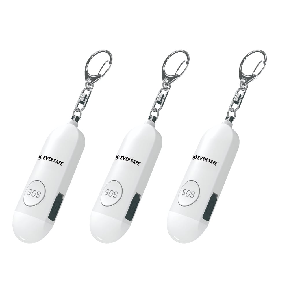 防犯ブザー 4色 ホワイト 3個セット 防犯グッズ LEDライト 130dB 大音量 防犯対策 充電式 Type-C 登下校 見守り 小学生 護身用 女性 高齢者 夜道 まとめ買い SOS 子供 簡単操作 PB02 EVERSAFE (メール便4セットまで)