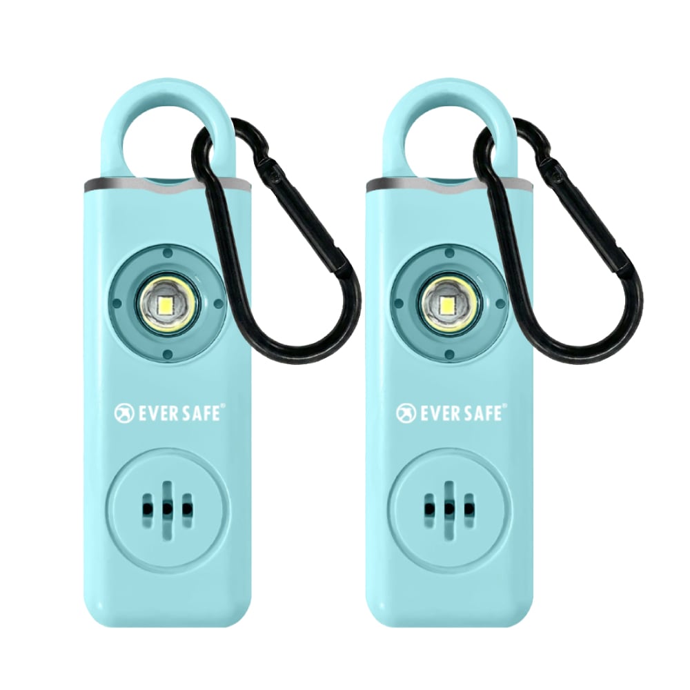 防犯ブザー スクエア ブルー 2個セット 防犯グッズ LEDライト 130dB 大音量 防犯対策 充電式 Type-C カラビナ 見守り 小学生 護身用 女性 高齢者 夜道 まとめ買い SOS 子供 ARIZA PB04 EVERSAFE (メール便4セットまで)