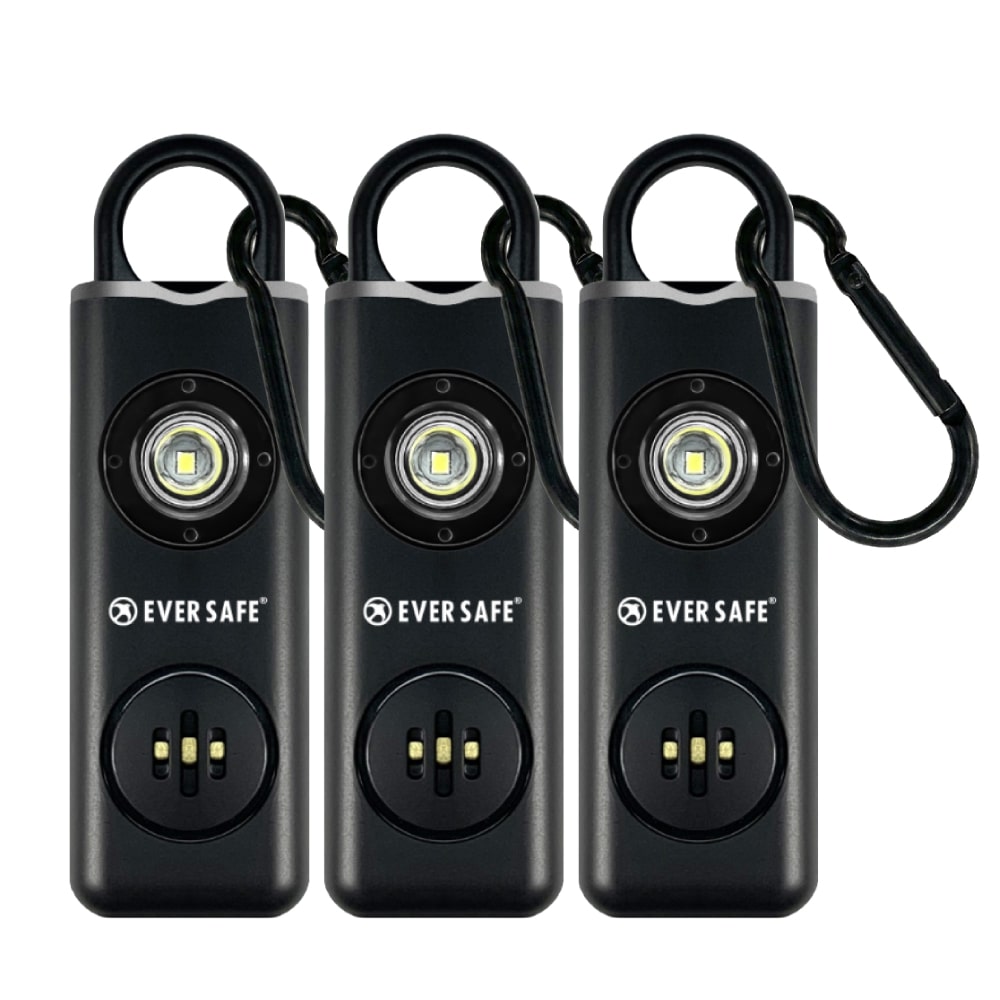 防犯ブザー スクエア ブラック 3個セット 防犯グッズ LEDライト 130dB 大音量 防犯対策 充電式 Type-C カラビナ 見守り 小学生 護身用 女性 高齢者 夜道 まとめ買い SOS 子供 ARIZA PB04 EVERSAFE (メール便2セットまで)
