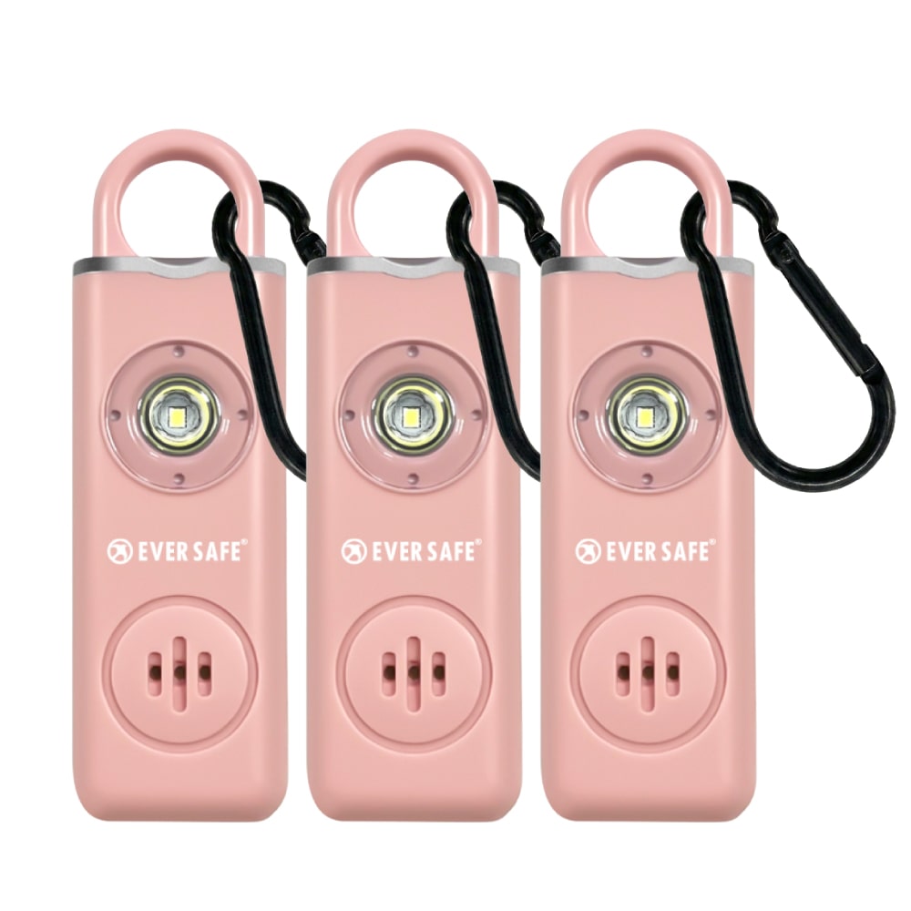 防犯ブザー スクエア ピンク 3個セット 防犯グッズ LEDライト 130dB 大音量 防犯対策 充電式 Type-C カラビナ 見守り 小学生 護身用 女性 高齢者 夜道 まとめ買い SOS 子供 ARIZA PB04 EVERSAFE (メール便2セットまで)