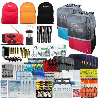 防災セット 5人用 40L ビッグリュック ブルー×レッド エマージェンシーリュック 防災士監修 非常用持ちだし袋 防災リュック 救急セット ラジオ 懐中電灯 非常食 保存水 携帯トイレ 警戒レベル4 非常時 L4BR05