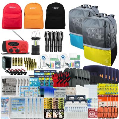 防災セット 5人用 40L ビッグリュック ブルー×イエロー エマージェンシーリュック 防災士監修 非常用持ちだし袋 防災リュック 救急セット ラジオ 懐中電灯 非常食 保存水 携帯トイレ 警戒レベル4 非常時 L4BR05