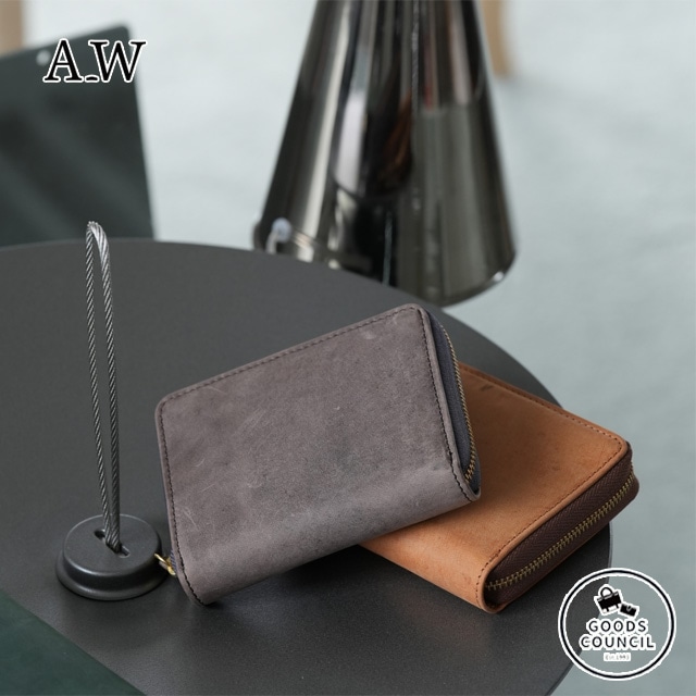 A_W アウ 財布 折財布 2つ折り メンズ 本革 AP-011