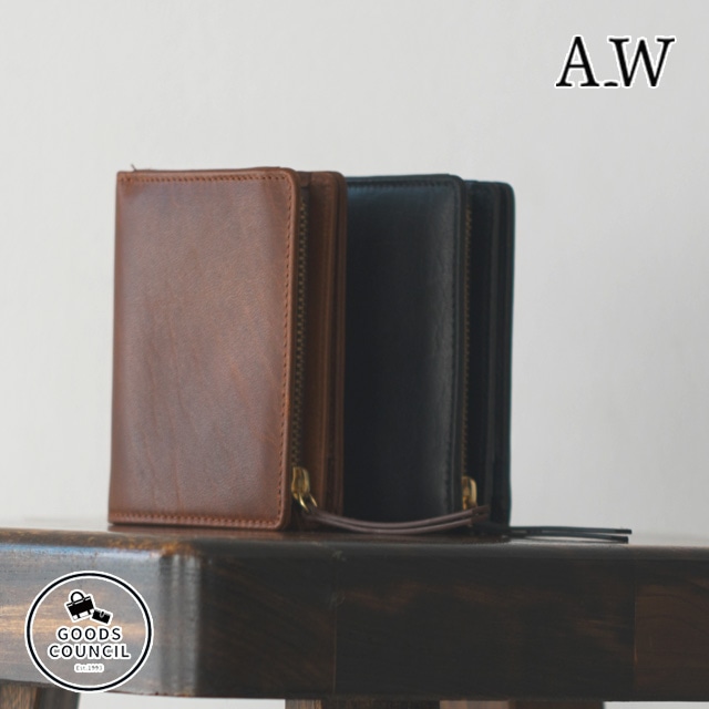 A_W アウ 折財布 二つ折り メンズ 本革 AP-002