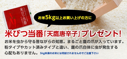 お米5キロ以上お買い上げで米びつ当番プレゼント