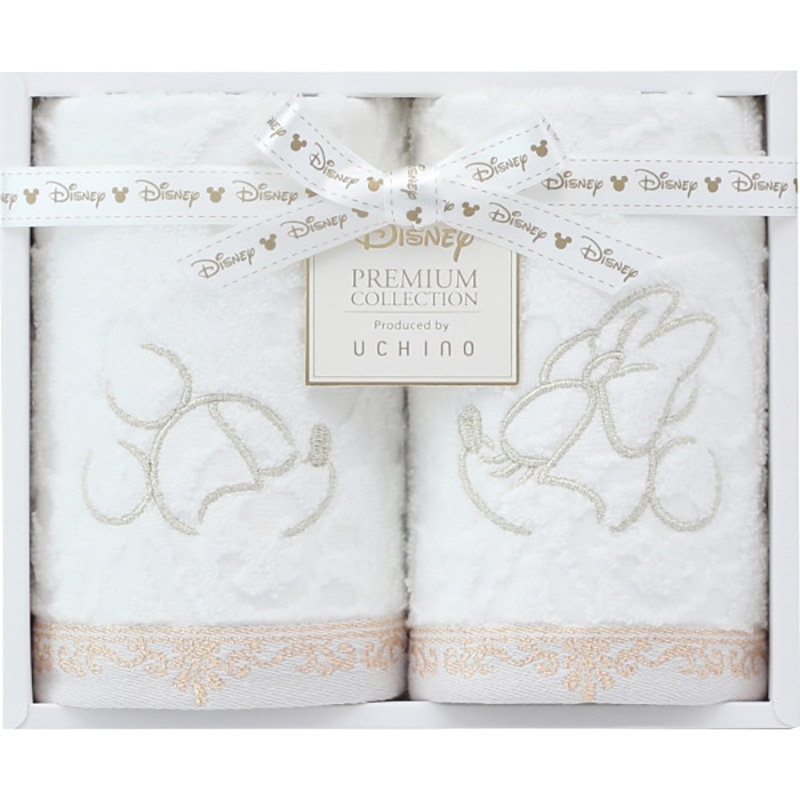 ディズニー プレミアム ゲストタオル2枚セット ホワイト ／プレゼント ギフト タオル 日用品・ヘルスケア お歳暮 お年賀 クリスマス ギフト