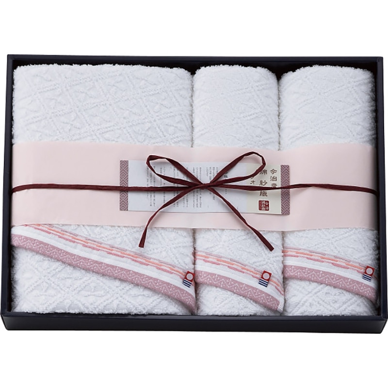 今治綿紗織 バス・フェイスタオルセット ピンク /プレゼント ギフト タオル 日用品・ヘルスケア お歳暮 お年賀 クリスマス ギフト
