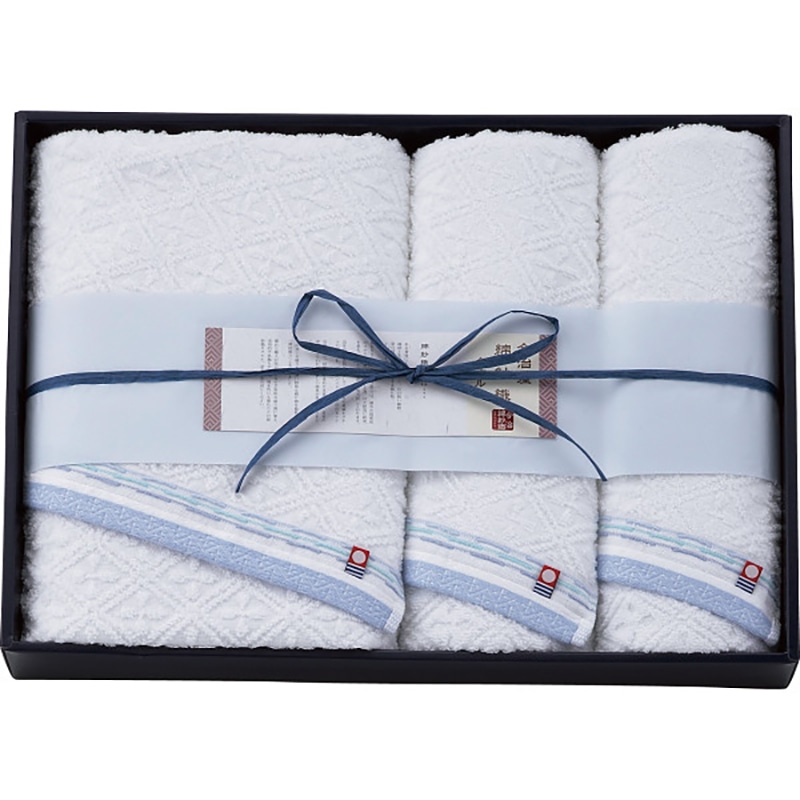 今治綿紗織 バス・フェイスタオルセット ブルー /プレゼント ギフト タオル 日用品・ヘルスケア お歳暮 お年賀 クリスマス ギフト