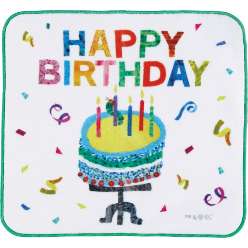 はらぺこあおむし メッセージタオルハンカチ ハッピーバースディ ／プレゼント ギフト ハンドタオル ハンカチ・ハンドタオル バッグ・小物・雑貨 ファッション お歳暮 お年賀 クリスマス ギフト