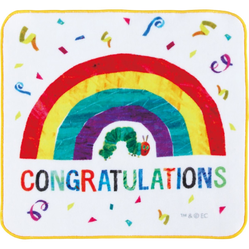 はらぺこあおむし メッセージタオルハンカチ コングラッチュレーション /プレゼント ギフト ハンドタオル ハンカチ・ハンドタオル バッグ・小物・雑貨 ファッション お歳暮 お年賀 クリスマス ギフト