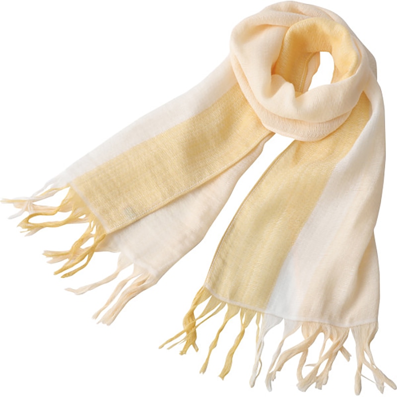 ラインカラーマフラー 黄色×クリーム ／プレゼント ギフト レディースマフラー・ストール マフラー・スカーフ バッグ・小物・雑貨 ファッション お歳暮 お年賀 クリスマス ギフト