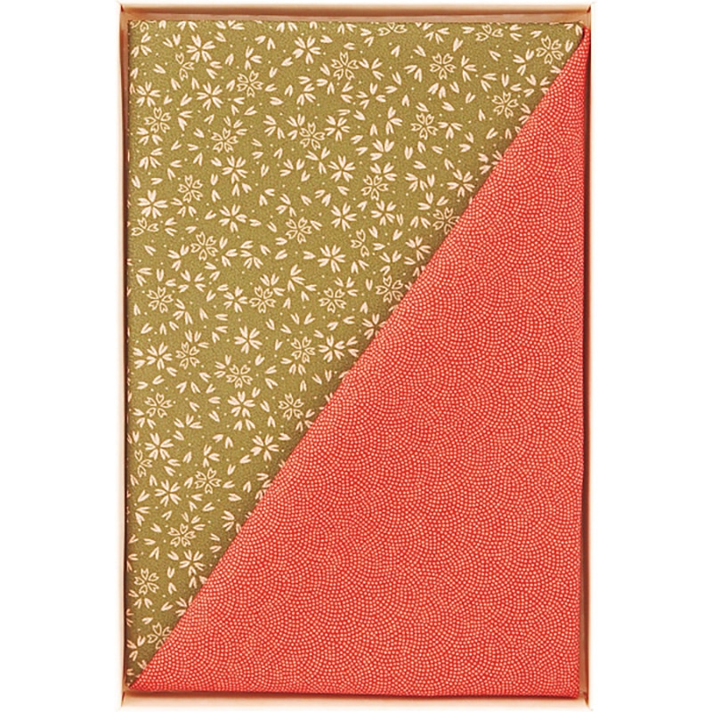 二巾一越織両面柄ふろしき 朱/利休 サメ小紋/小桜 /プレゼント ギフト 風呂敷 冠婚葬祭 日用品・ヘルスケア お歳暮 お年賀 クリスマス ギフト