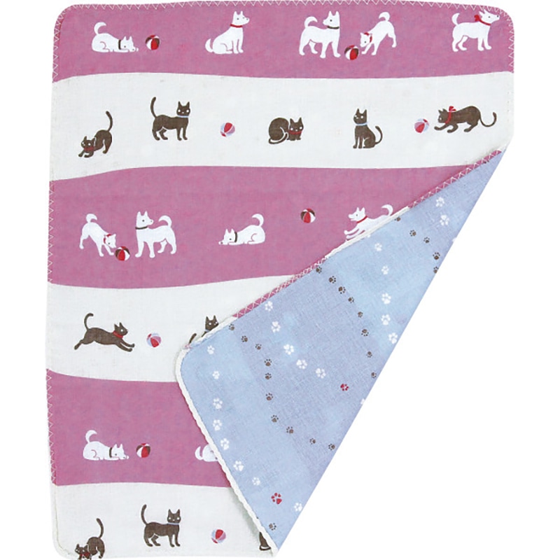 くろちく 両面ガーゼハンカチ 犬と猫 ／プレゼント ギフト ハンドタオル ハンカチ・ハンドタオル バッグ・小物・雑貨 ファッション お歳暮 お年賀 クリスマス ギフト