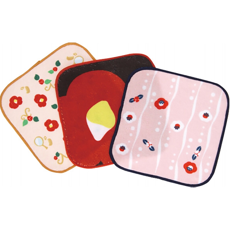 おしゃれミニタオル3枚セット つばき /プレゼント ギフト タオル 日用品・ヘルスケア お歳暮 お年賀 クリスマス ギフト