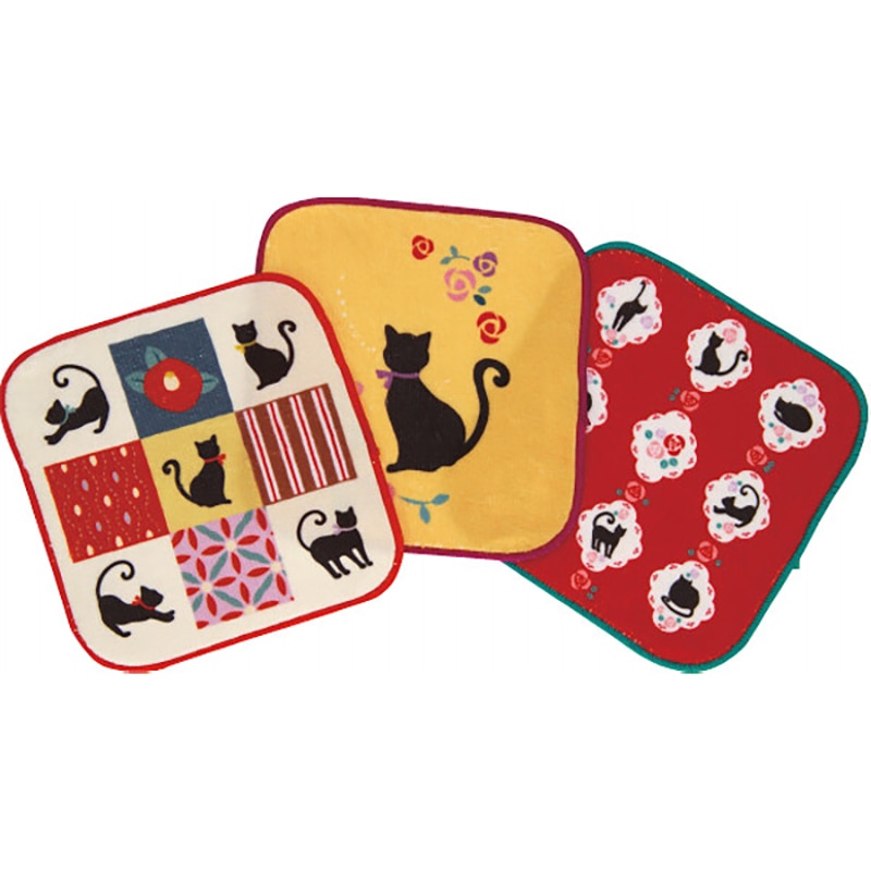 おしゃれミニタオル3枚セット モダン猫 ／プレゼント ギフト タオル 日用品・ヘルスケア お歳暮 お年賀 クリスマス ギフト
