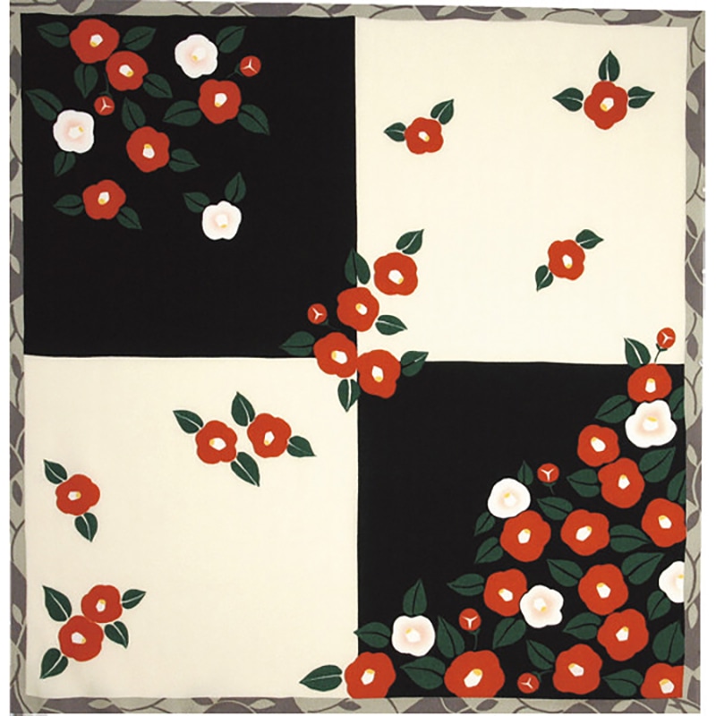 ちりめん風呂敷 椿 /プレゼント ギフト 風呂敷 冠婚葬祭 日用品・ヘルスケア お歳暮 お年賀 クリスマス ギフト