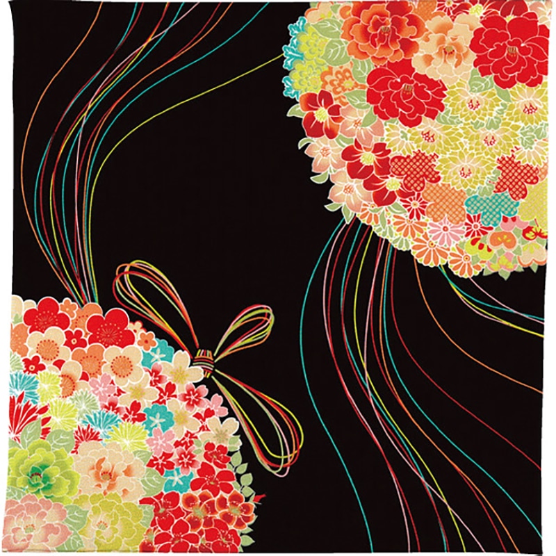 ちりめん風呂敷 薬玉黒 /プレゼント ギフト 風呂敷 冠婚葬祭 日用品・ヘルスケア お歳暮 お年賀 クリスマス ギフト