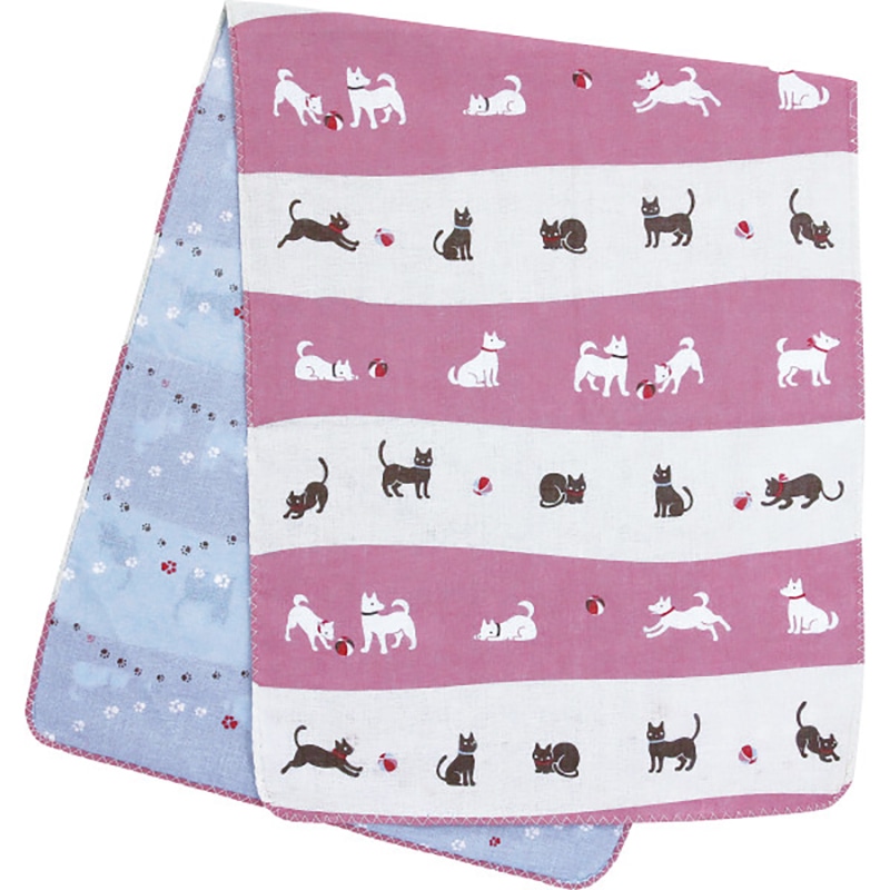 くろちく 両面ガーゼてぬぐい 犬と猫 ／プレゼント ギフト ハンドタオル ハンカチ・ハンドタオル バッグ・小物・雑貨 ファッション お歳暮 お年賀 クリスマス ギフト