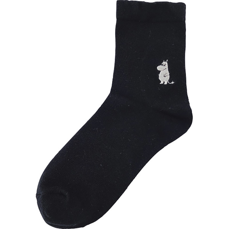 ムーミン ゴムユッタリソックス ムーミン刺繍 ブラック ／プレゼント ギフト 靴下 靴下・レッグウェア レディースファッション ファッション お歳暮 お年賀 クリスマス ギフト