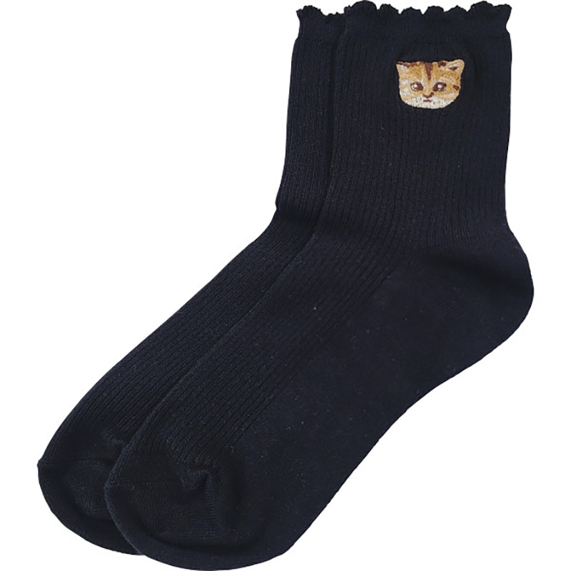 ポール&ジョー レディースソックス ワンポイント刺繍 ブラック ／プレゼント ギフト 靴下 靴下・レッグウェア レディースファッション ファッション お歳暮 お年賀 クリスマス ギフト